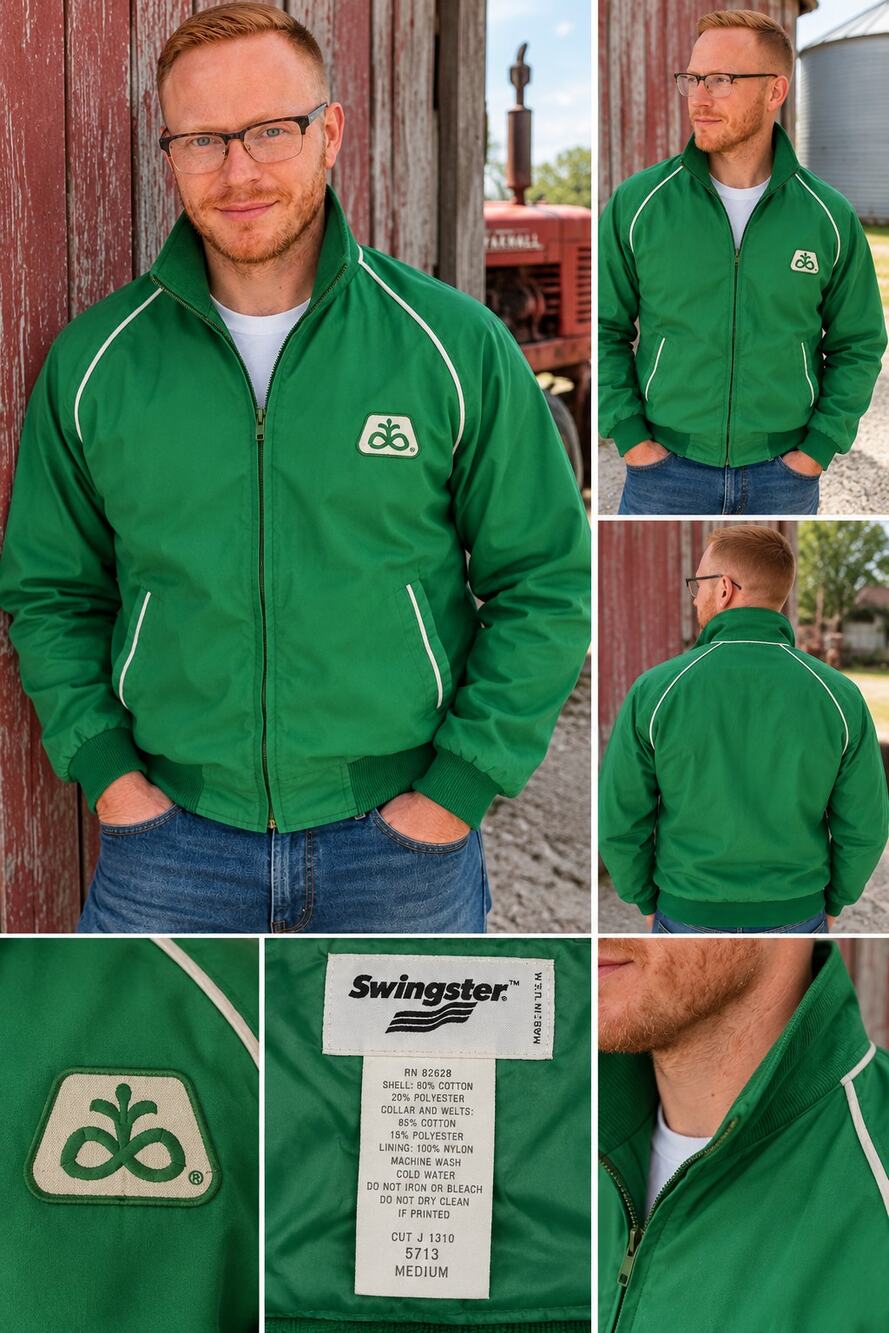 Vintage Swingster Pioneer Seed Green Jacket USA Medium